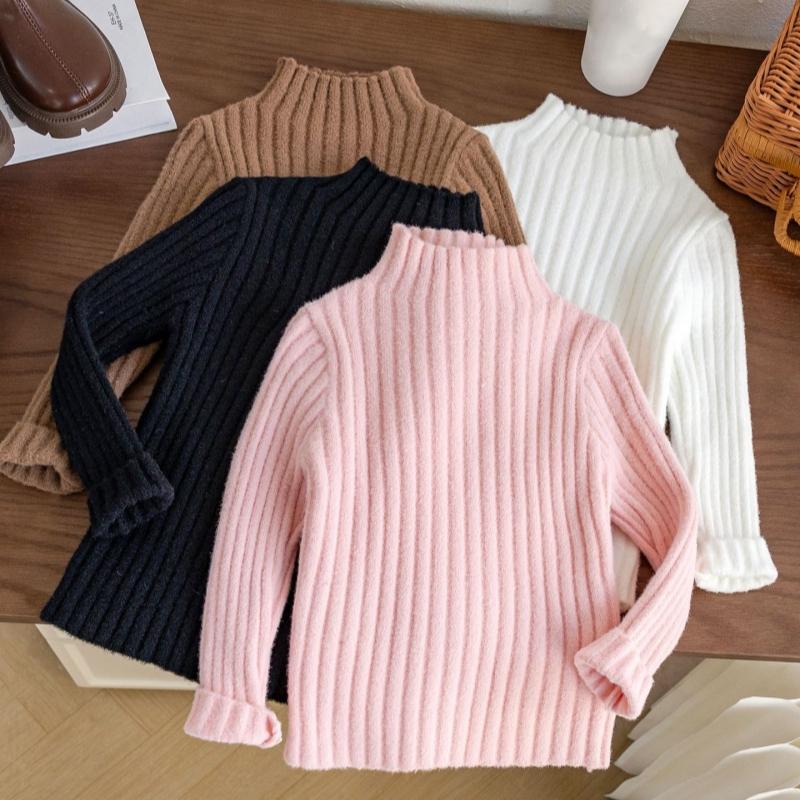 Half High Neck Baby Sweaters Autumn Winter Kids Boys Girls Long Sleeve Pure Color Knit Sweater Baby Kids Boys Girls Pullover Sweatersdershirt