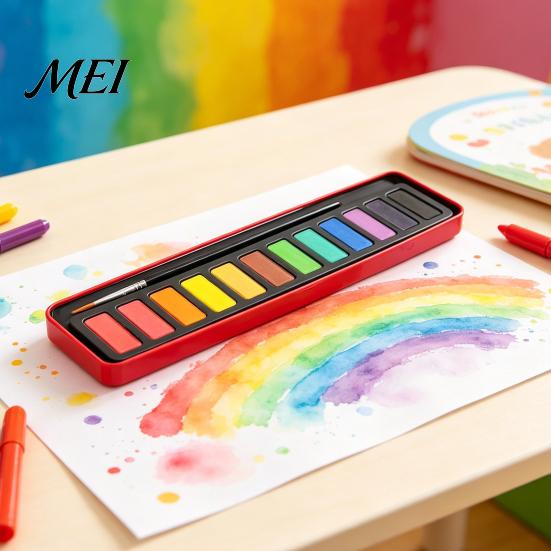 Vibrant Color Palette for Painting Portable Watercolor Paint Set, Durable Solid Gouache Pigments, Washable Fine Professional Sketching Powder