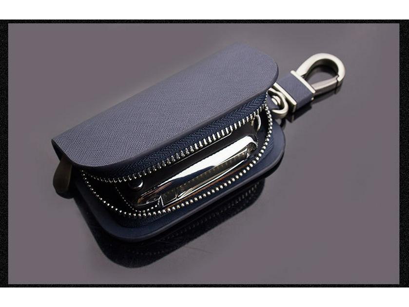 Men's Universal Handmade Cowhide Car Key Case with Zipper – Waist-Mounted, Cute Korean Design