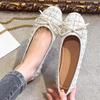 Women Sweet Bowknot Ballet Flats Shoes Lady Luxury Tweed Pumps Comfortable Round Toe Slip-on Scoop Shoes Soft Sole Casual Shoes