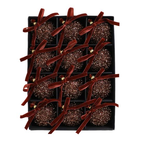 Glitter Christmas Balls Ornament Sparkly Shatterproof Tinsel Balls with Bow Sequin Hanging Ball Xmas Tree Decoration for Xmas Wedding Indoor