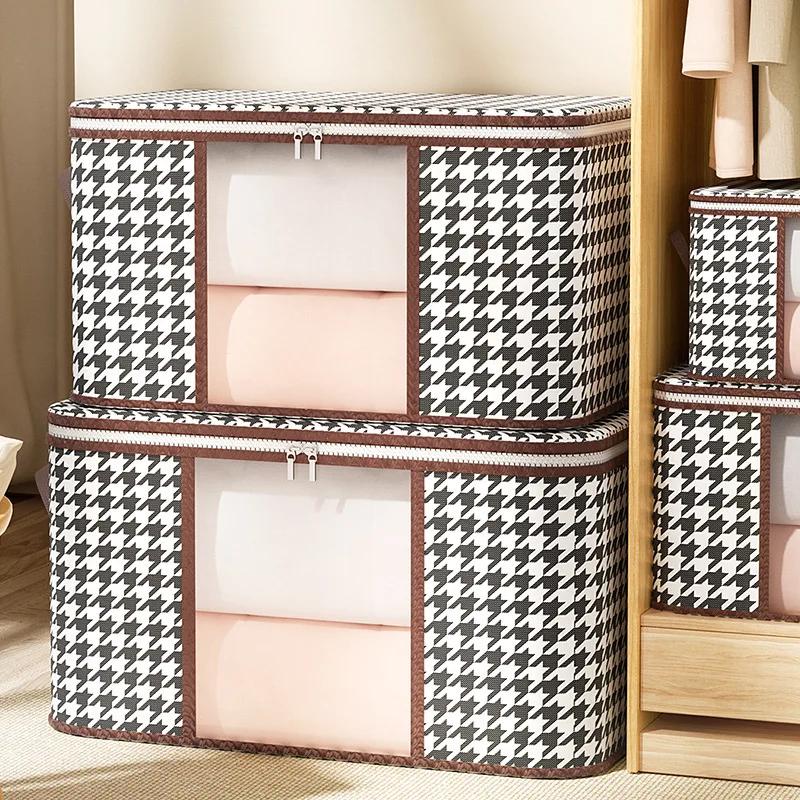 1/2pcs Large Capacity Clothes Quilt Storage Bag Non-woven Fabric Closet Organizer Dust-proof Moisture-proof Packaging 50/75L