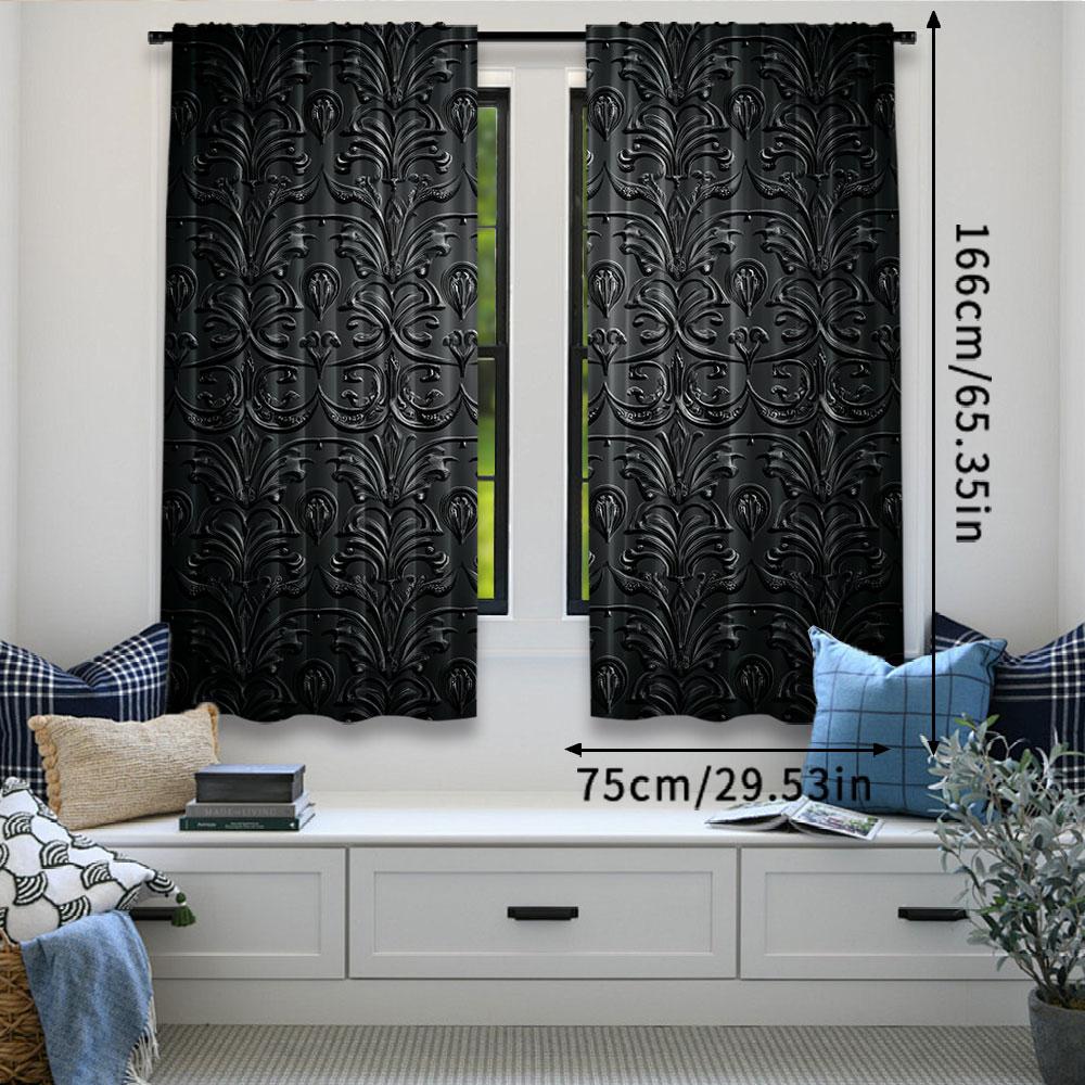 2 ks Vintage závěsy Starožitný barokní vzor s jemným stínem Gotický viktoriánský styl Pro ložnici koupelnu obývací pokoj jídelnu
