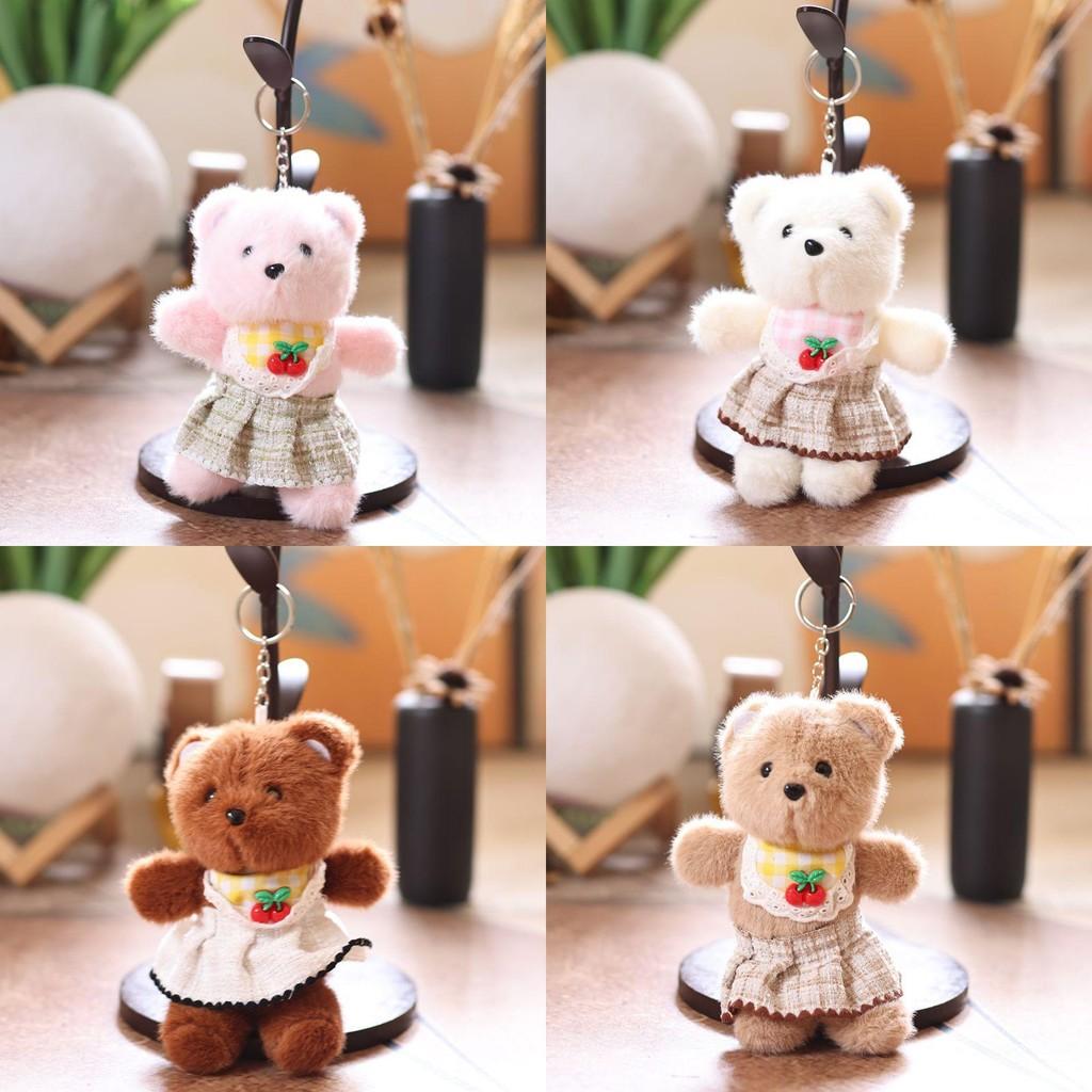 Cartoon Cute Bear With Cherry Scarf And Skirt Plush Toy Pendant Keychain