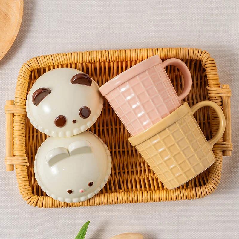 Cute Animal Coffee Cup Kawaii Cat Bunny Bear Ceramic Mug For Tea Milk Water Juice Mocha Lovers Breakfast Cup Birthday Gift 350ml