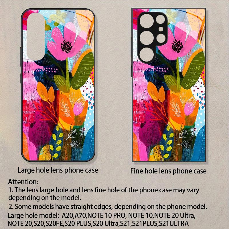 Floral Patchwork Pattern 2D Phone Case for Samsung S26 S25 S24 S23 S22 S21 S20 A56 A55 A36 Tempered Glass Protective Cover