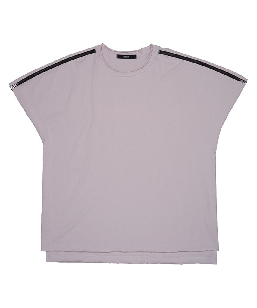ZHOUERO Drop Shoulder Zipper Sleeveless (Lilac)