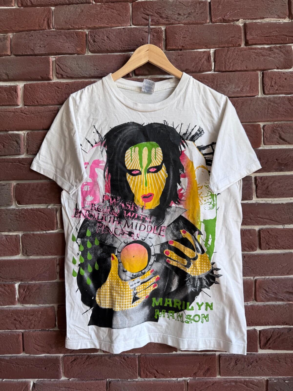 Rare Vintage 00s Marilyn Manson Tour Metal Band Tee White M Unisex T-Shirt XXXL
