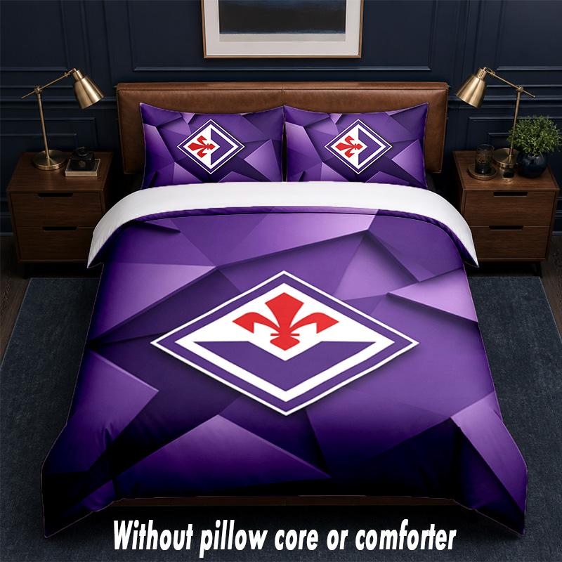 Fiorentina FC Design Bed Bedding Set 1 Duvet Cover + 2 Pillowcases Soft Breathable Household Bed Linens