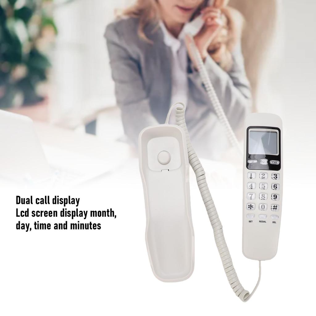 Wall Mountable Basic Corded Telephone Slimline Retro Wall Mounted Landline Telephone With Dtmf Support For Fsk Cid  For Home