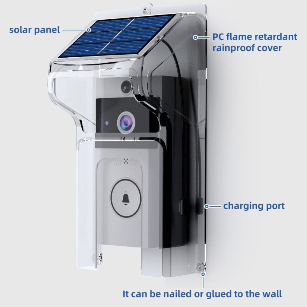 HD Wireless Video Doorbell with Solar Panel & Rain Cover, Smart Door Bell with Voice Changer, Two-Way Audio, Security Camera