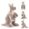 Adorable Simulation Kangaroo Plush Toys Soft Stuffed Animals Funny Mother Kangaroo and Baby Kangaroo for Kids Birthday Gifts
