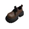 Europäische Plateau-Loafer Damen 2025 neue Mode Retro großer Kopf Höhe erhöhen lässig vielseitig leicht einzelne Schuhe Tide