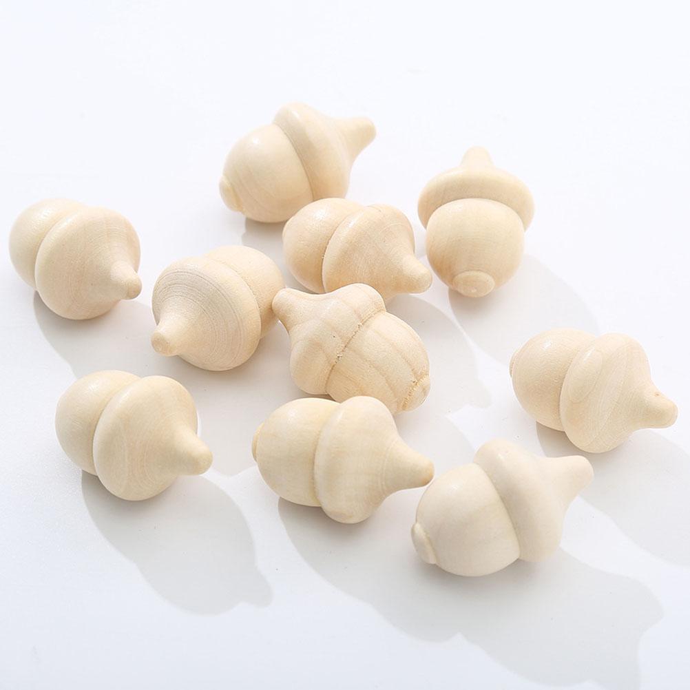 30 Pcs Woody Acorn DIY Accessories Unfinished Playthings Home Wooden Model Toy Toys Mini Baby for Acorns