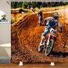 Dirt Bike Shower Curtain Boys Bathroom Bathtubs Motocross Rider Extreme Sports Bath Mountain Curtains Polyester Perfect For