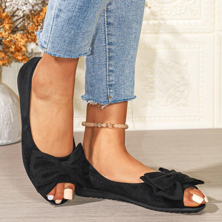 Women s Bow Decorated Flat Shoes Spring and Autumn Casual Open Toe Sandals Outdoor Suede Breathable Fish Mouth Shoes 41