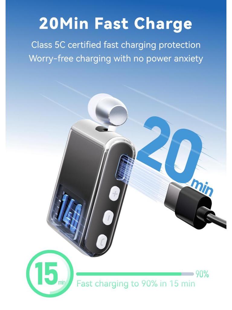 Bluetooth Clip-On Headset zum Fahren & Radfahren: Geräuschunterdrückung, Großer Akku, Lange Akkulaufzeit, Ein-Ohr-Sportdesign