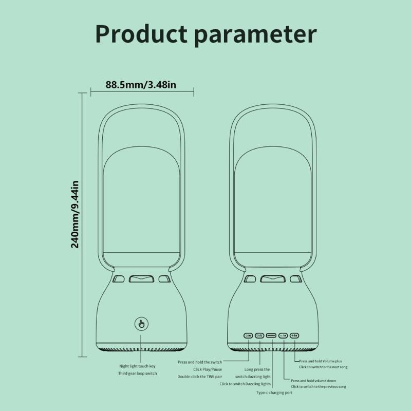 Portable Bluetooth-compatible Speaker Wireless Outdoor Camping Light Connection Soundbar Colorful Atmosphere Light