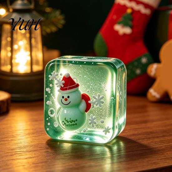 Holiday Stocking Stuffers Christmas Clear Cube Squeeze Toy, Santa Claus Stress for Sensory Toy Anxiety Reduction, Hand Relaxation Ball Xmas Gift Cubes