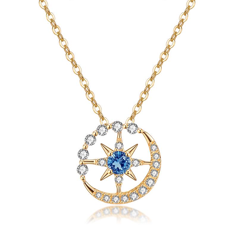 2022 Hexagram Star Trail Japanese Light Luxury Necklace, Gold-Plated s925 Silver, Niche Design for Women