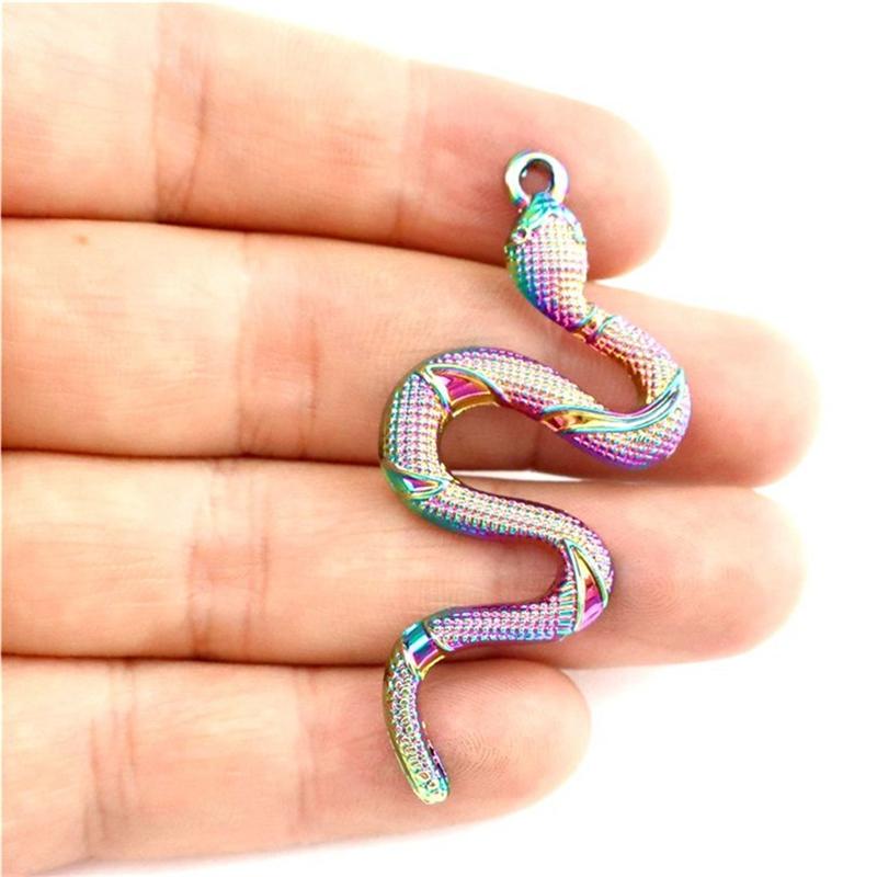 Snake Charm Cobra Rainbow Pendant 5pcs Mix Animal Charms For Jewelry Making Supply DIY Necklace Fashion Earring Punk Accessories