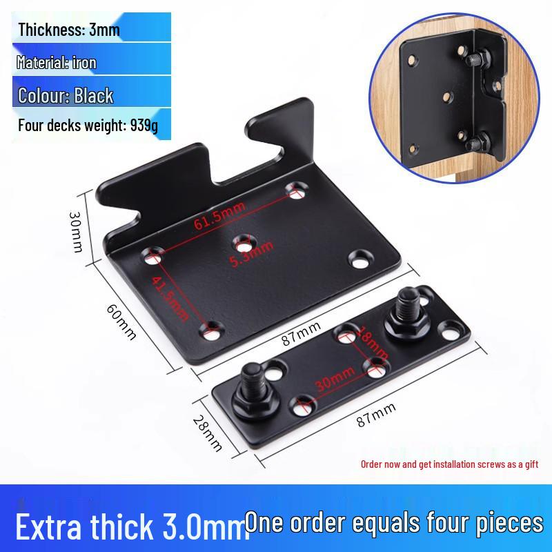 Heavy-Duty Bed Corner Bracket & Hook Fastener Set with Latch and Hinge