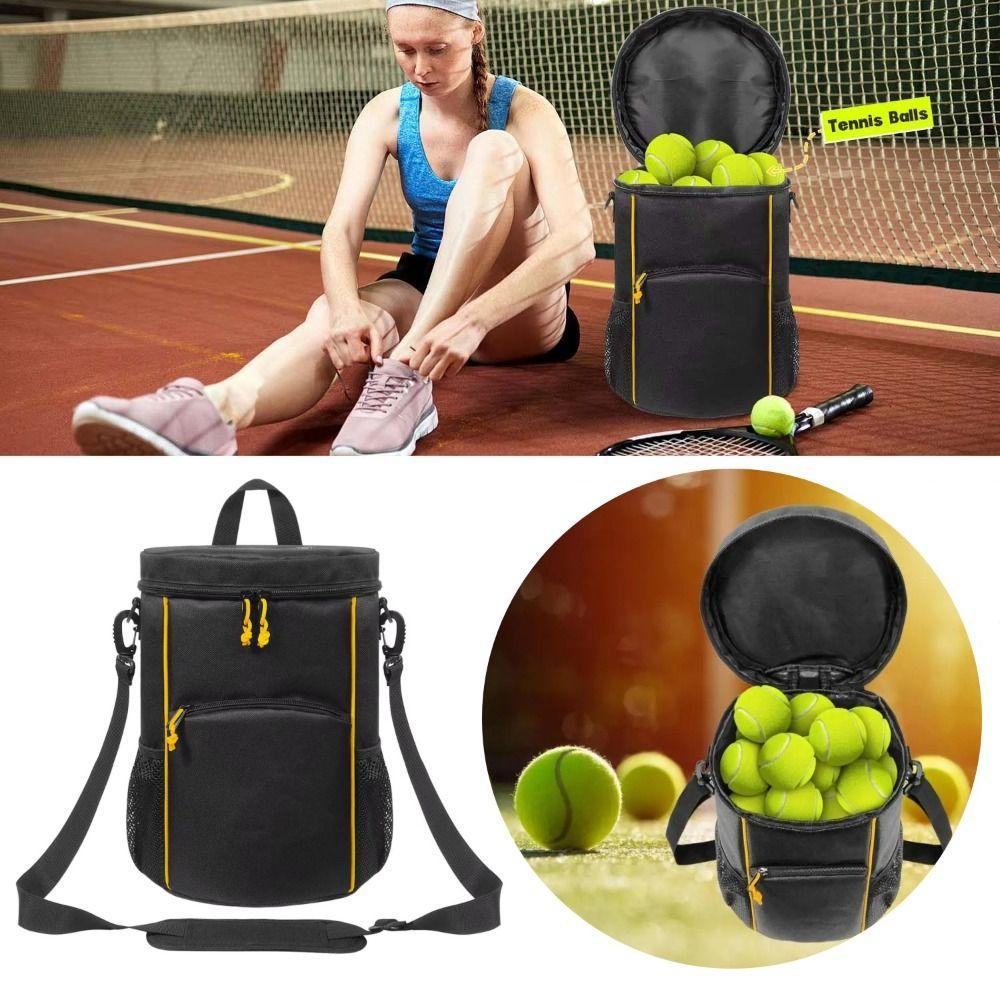 Two Way Zippers Tennis Storage Bag Shoulder Strap Tennis Balls Holder Bag  Racket Sports