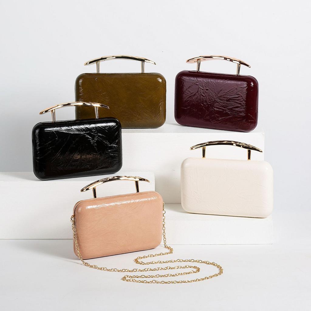 Luxury Designer Women's Clutch Evening Bag Gold Metal Closure Vintage Box with Chain Strap Shoulder Special Occasions