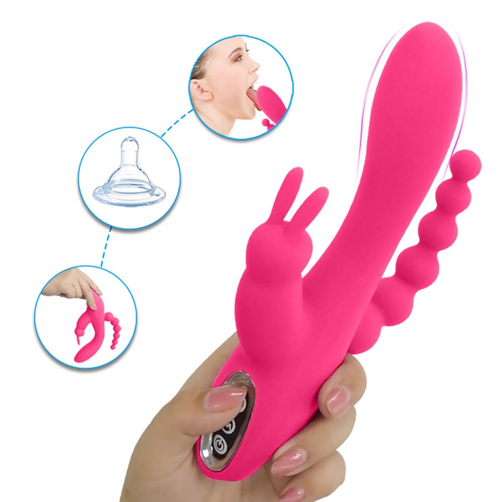 3 w 1 dildo dla kobiet królik wibrator wodoodporny akumulatorowy wibrator analny łechtaczki zabawki erotyczne dla par pomoce seksualne