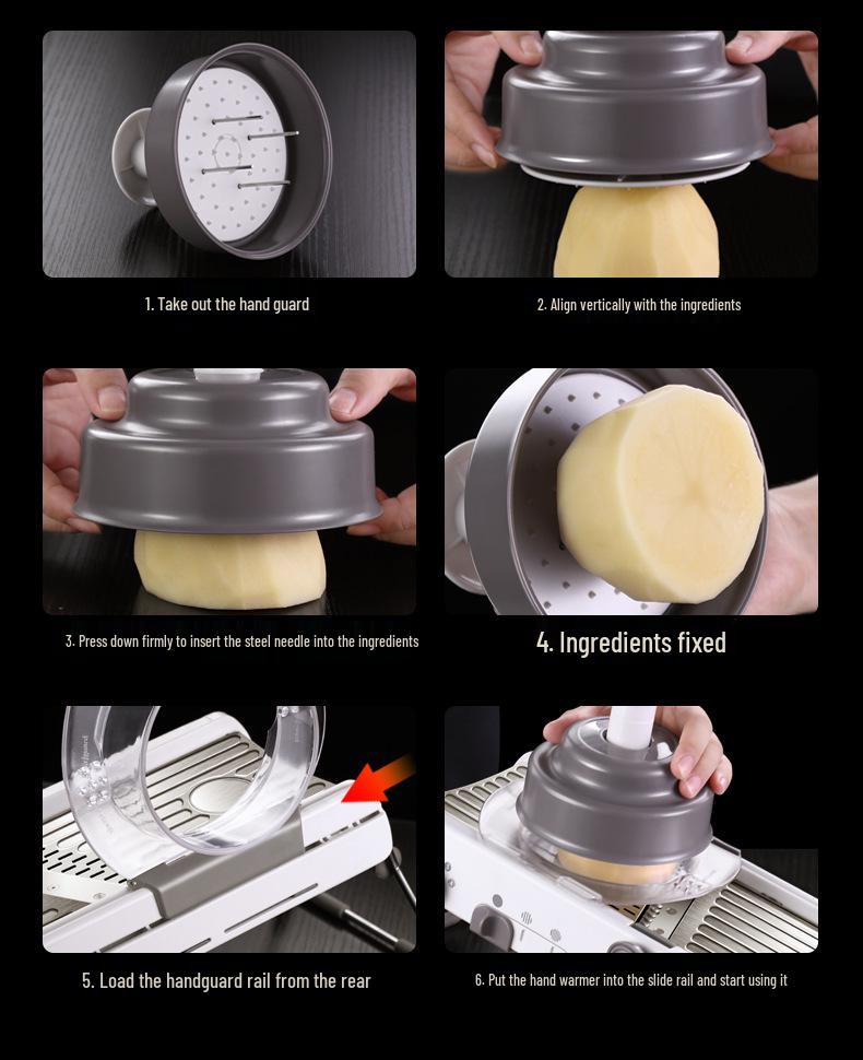 Multifunctional Vegetable Cutter: Potato Shredder, Grater, Slicer, Dicer & Wavy Radish Cutter.