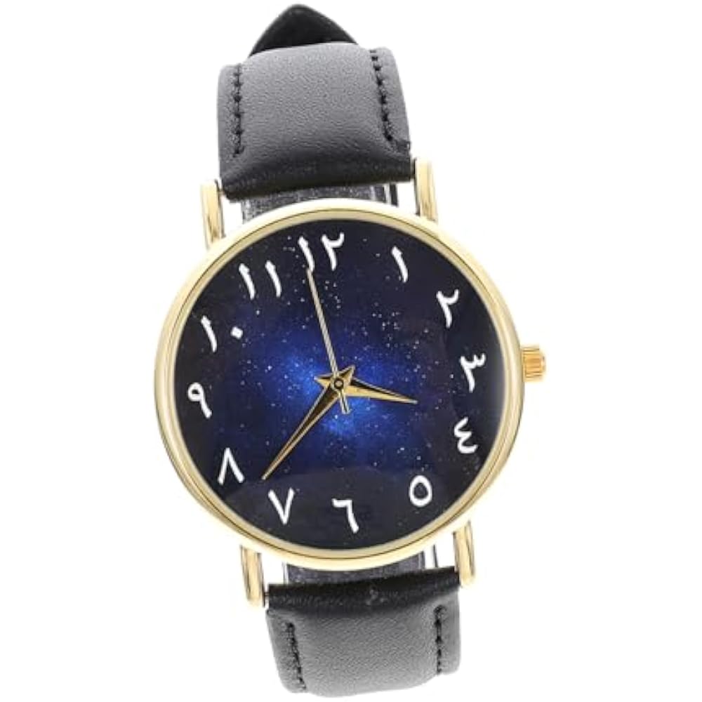 Mikinona Arabic Numeral Watch with Alloy Case and Synthetic Leather Strap, Constellation Design, ...