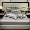 Washed Silk Summer Fitted Sheet Set - Ice Silk Mattress Protector, Cover, and Bedspread (3-Piece)