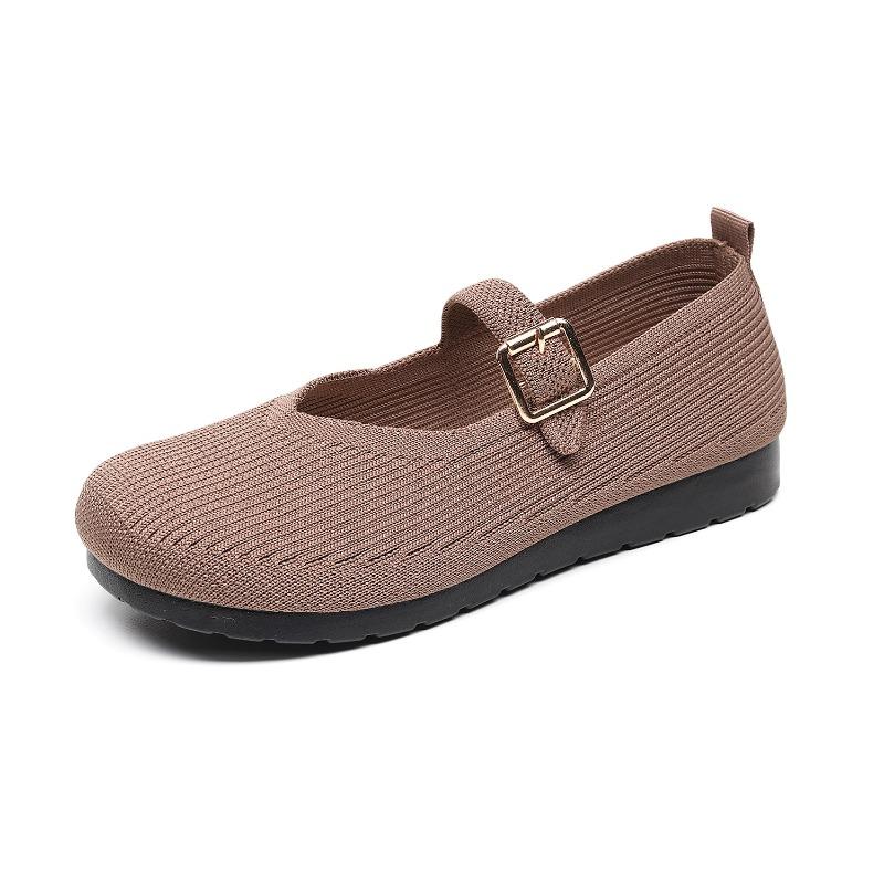 Old Beijing spring new women's casual shoes flying woven shoes breathable casual shoes non-slip versatile women's single shoes