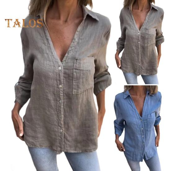 Женская рубашка с V-образным вырезом — фото 7