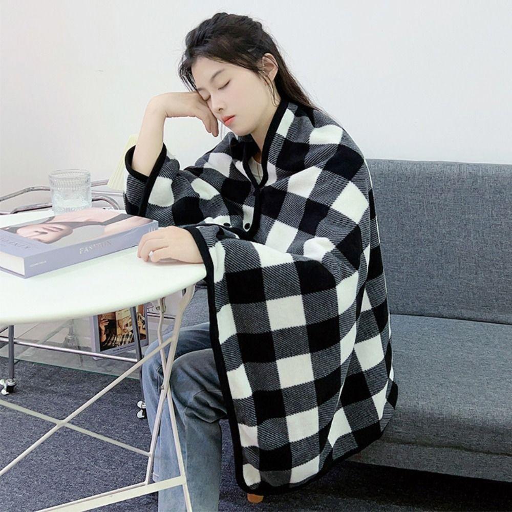 Thicken Home Shawl Soft Flannel Blanket Casual Wearable Blanket Winter