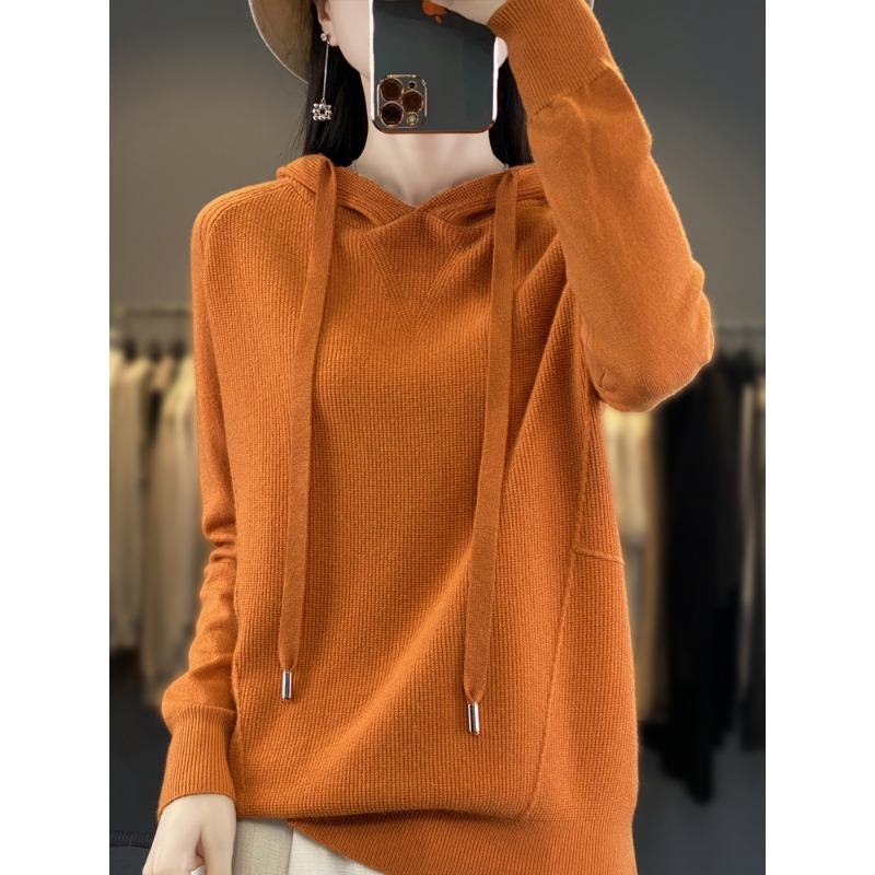 Thickened Warm Hoodie Autumn and Winter New Loose Hooded Knitted Sweater Women's Versatile Soft Waxy Sweater Jacket Tide