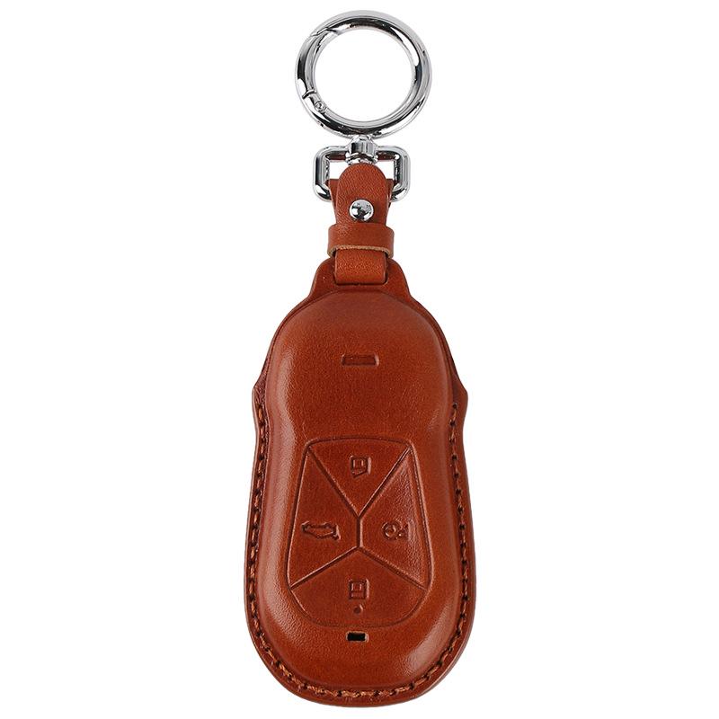 Genuine Leather Car Key Case for Xpeng P7, G3i, P5 - Handmade Cowhide High-End Retro Keychain Cover