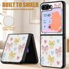 Retro Flowers Black Rose Print Case For Samsung Z Flip 8 7 6 5 Hybrid Leather Skin Hard PC Folding Phone Cover For Galaxy Z Flip8 Flip7 Flip6