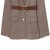 Womens Casual Long Sleeve Blazer With Belt Twill Suit Jacket Loose Fit Commute Style