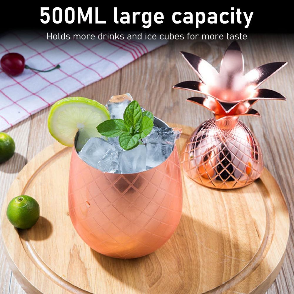 500ml Cocktail-Shaker-Becher Polierte Glatte Oberfläche Ananas-Cocktailbecher Party