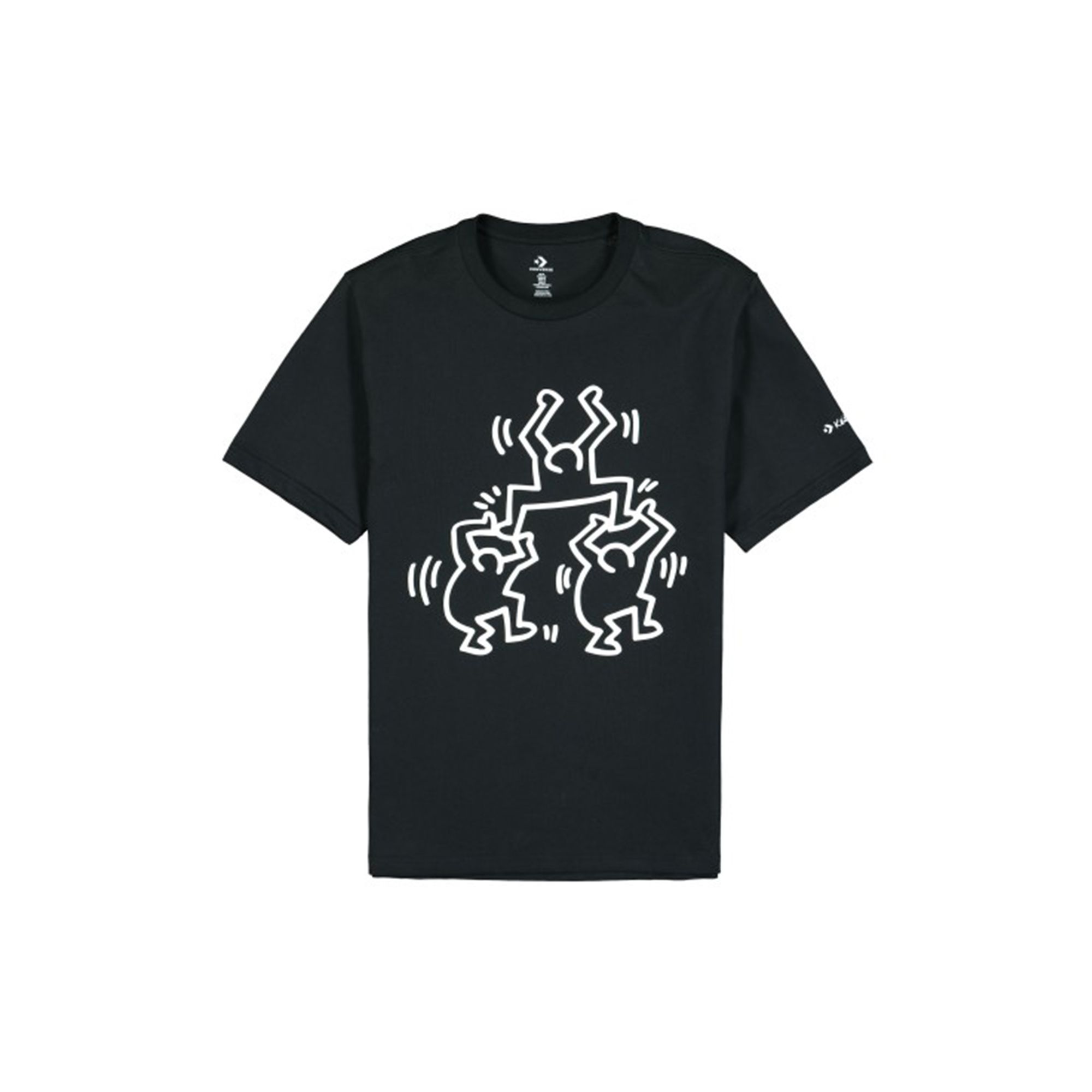 

Converse X Keith Haring Футболка с короткими рукавами и круглым вырезом с мультяшным принтом, мужские топы, черные 10022254-A01