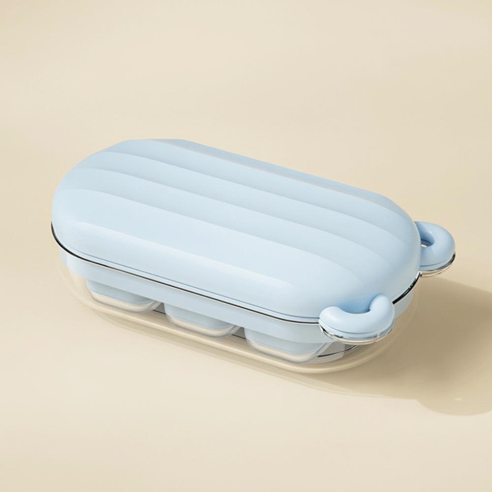 Food Grade Silicone Ice Cube Mold with Cover Ice Grid Tray Creative Press Ice Cube Box Summer синий