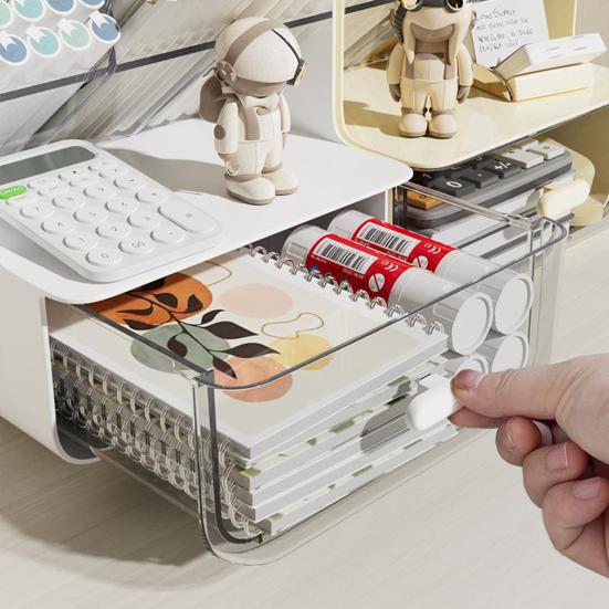 Šikmý držák na pero Studentský psací stůl Úložný box na psací potřeby s průhlednou zásuvkou Velkokapacitní prachotěsný úložný stojan Organizér na psací stůl