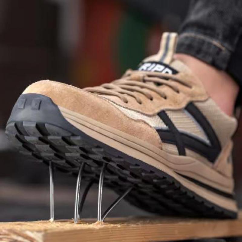 Leichte Sicherheitsschuhe für Herren Stahlkappensneaker Atmungsaktive Mesh-Arbeitsschuhe Schützende Rutschfeste Sport-Sicherheits-Arbeitssneaker