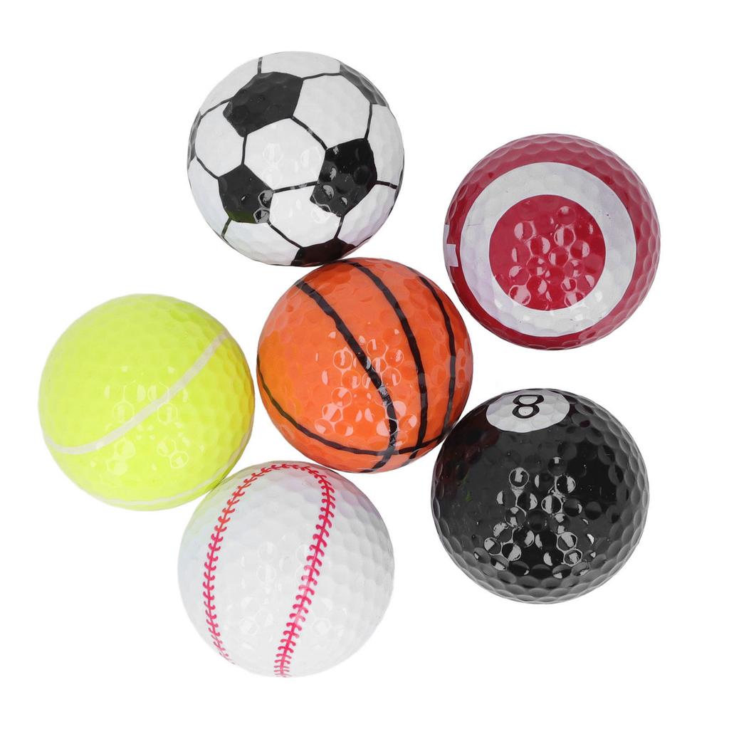 6pcs Golf Sports Training Balls Colorful Golf Practice Ball Gifts Set Various Balls Elements Novelty Golf Ball for Golf