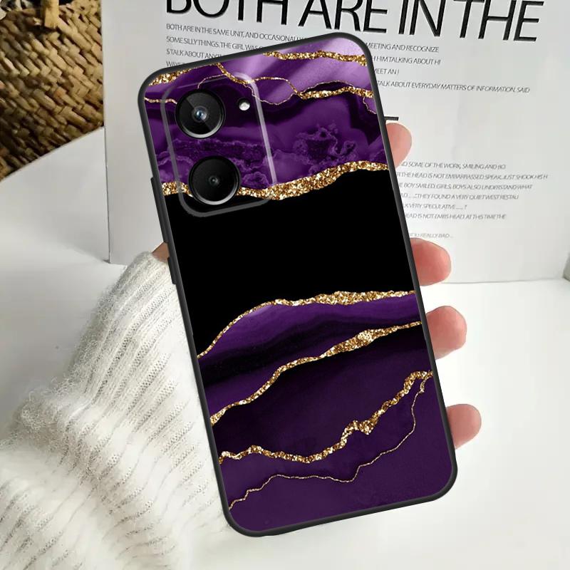 

Teal Blue Gold Agate Marble For Realme 15 Pro 10 11 12 13 14 Pro Plus C67 C65 C63 C61 C55 C53 C51 C35 C71 C75 GT7 Case Realme GT7