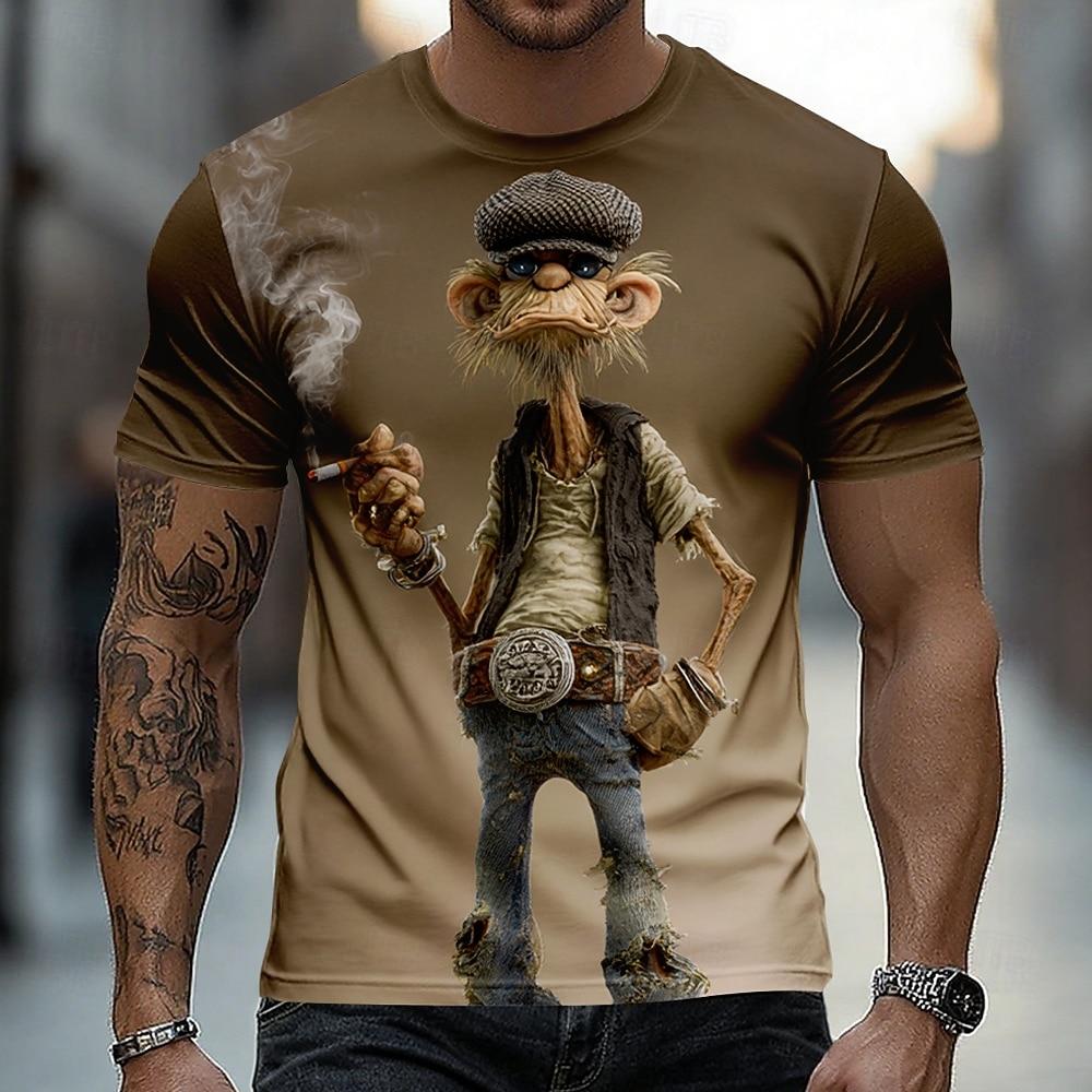 Men's Ombre Old Man T Shirt Short Sleeve T shirt 3D Print Crew Neck Shirt Funny Casual Daily Street