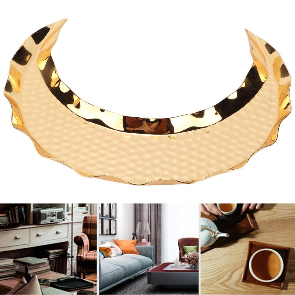 Hammered Texture Fruit Serving Tray Zinc Alloy Metal Dessert Plate For Eid Mubarak Festival