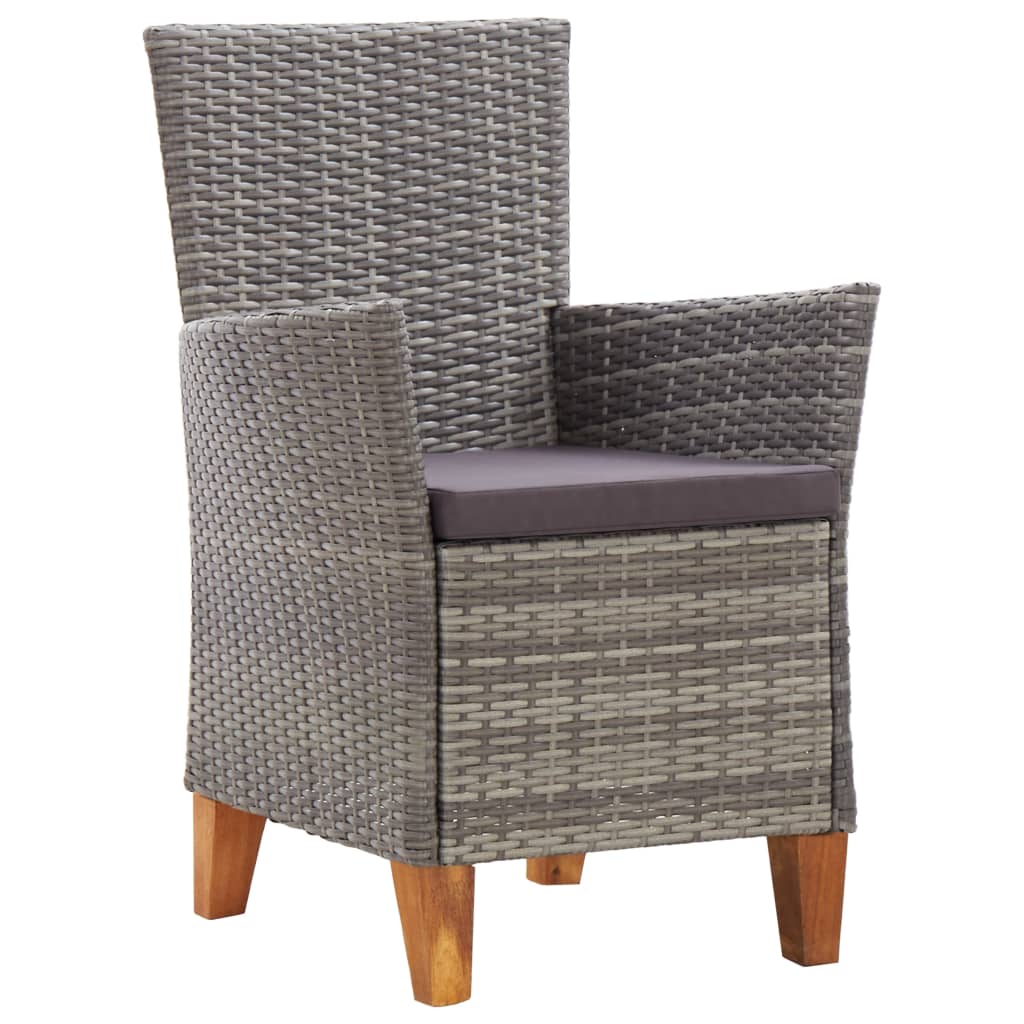 Garden Chairs 2 pcs with Cushions Grey Poly Rattan