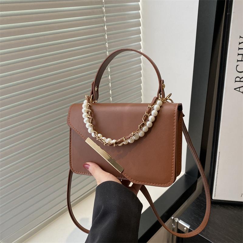 Tide pearl foreign style fashionable large capacity 2025 spring new fashion foreign style portable shoulder small square bag
